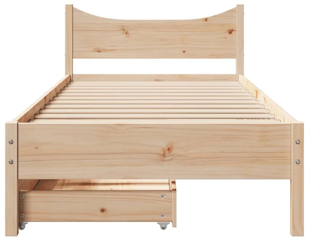Estrutura de cama com gavetas 75x190 cm madeira de pinho maciça