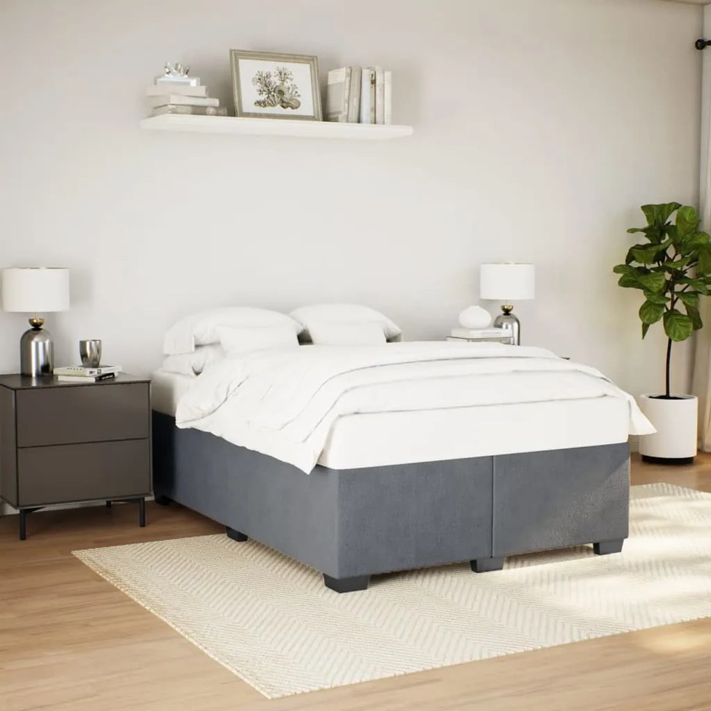 vidaXL Estrutura de cama sem colchão 140x200 cm veludo cinzento-escuro