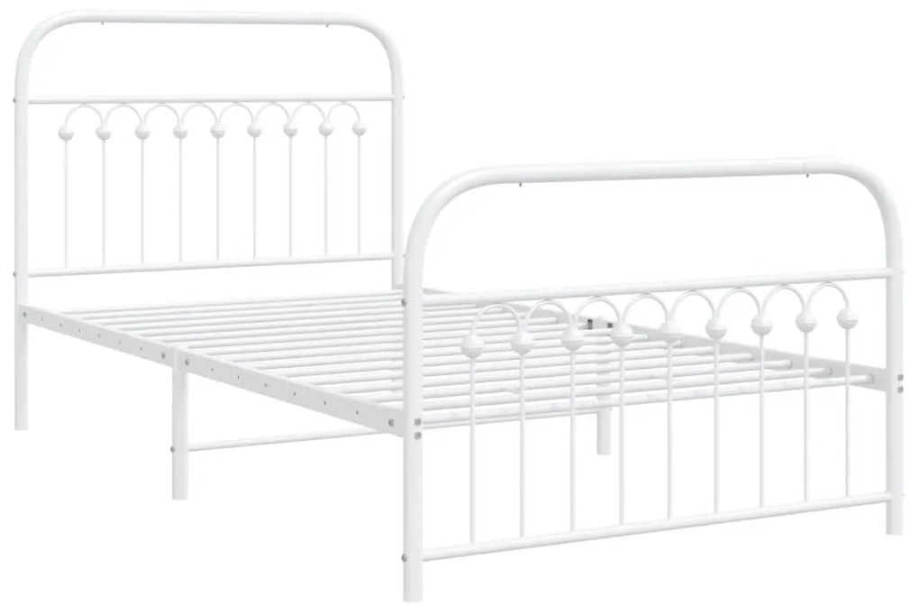 Estrutura de cama com cabeceira e pés 100x200 cm metal branco