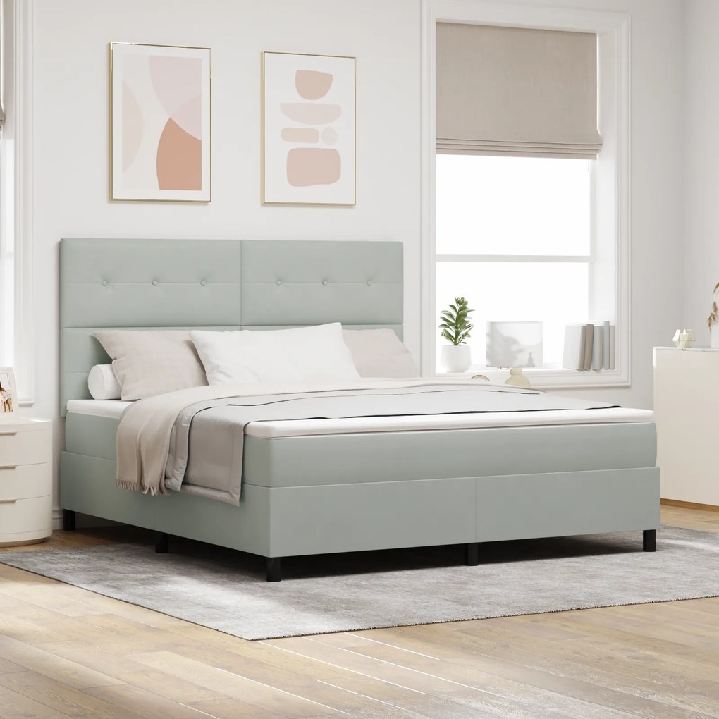 Cama Box com Colchão vidaXL Cinza Claro Super King Veludo