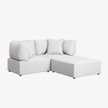 Sofá Modular De 2 Peças Com 2 Poltronas De Canto E Puff Kata Tecido Creme Bege - Sklum