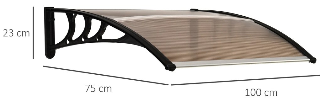 Toldo de Proteção 75x100 cm para Portas e Janelas contra Sol e Chuva com Suporte de Liga de Alumínio Castanho e Preto