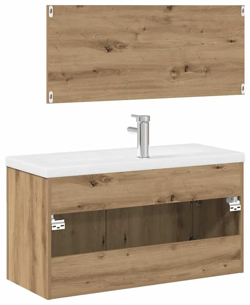 3 pcs móveis de casa de banho deriv. madeira carvalho artisiano