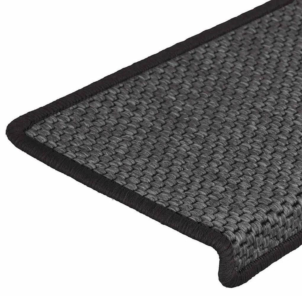 Tapetes escada adesivos aspeto sisal 30pcs 65x21x4 cm antracite