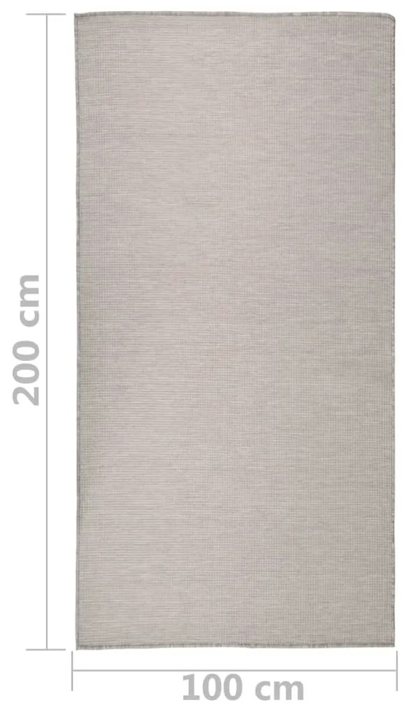 Tapete de tecido plano p/ exterior 100x200 cm cinza-acastanhado
