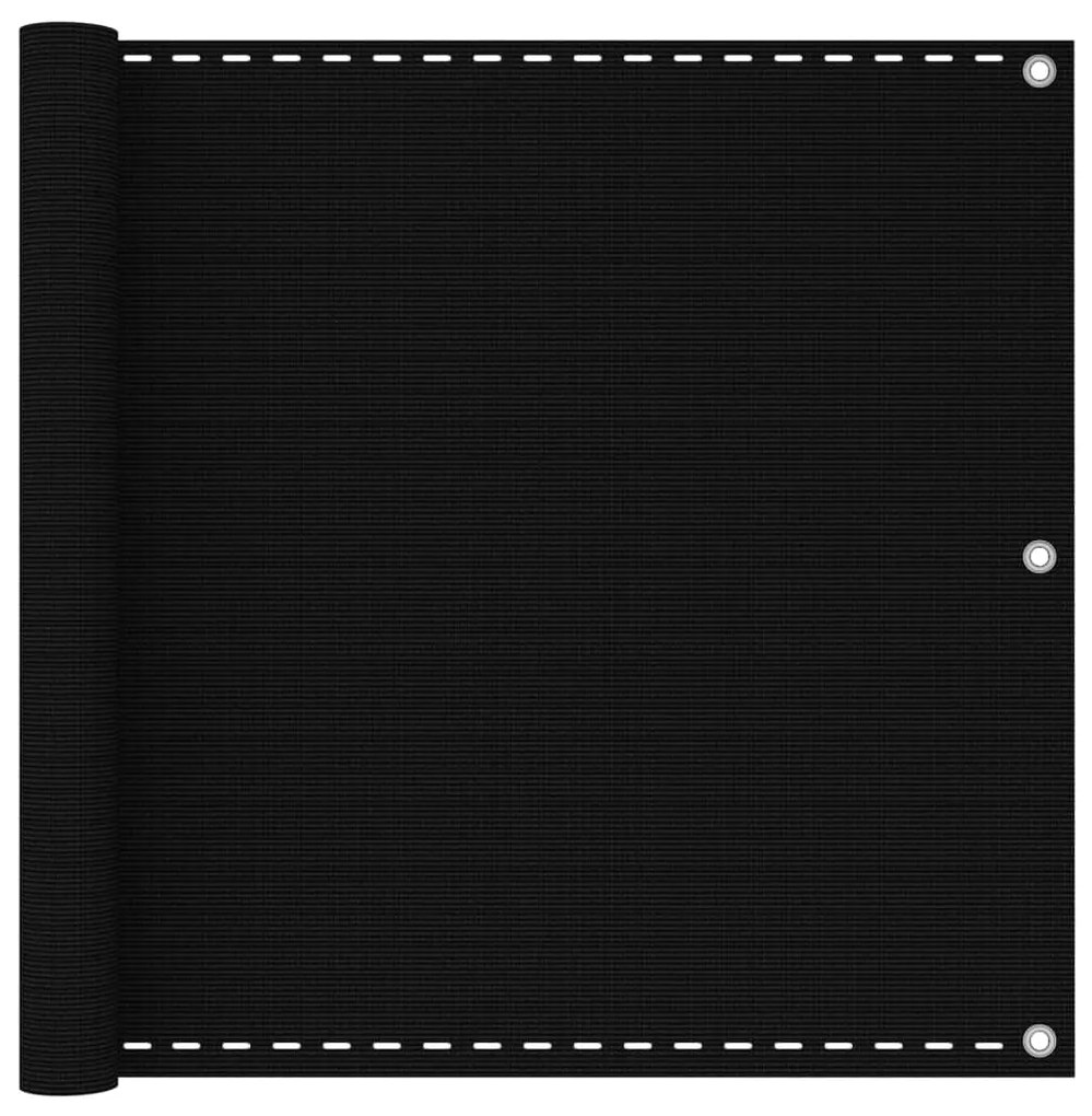 vidaXL Tela de varanda 90x500 cm PEAD preto