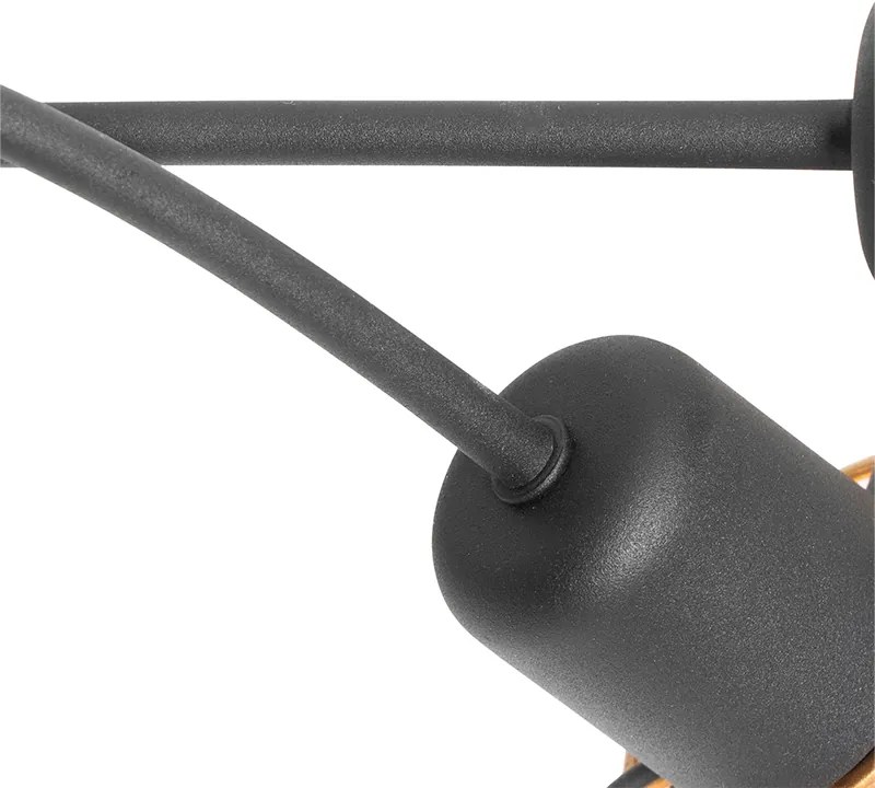 Candeeiro de teto design preto com dourado 5 luzes - Noud