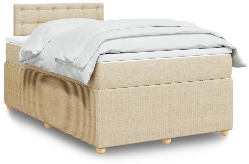 Cama boxspring com colchão 120x190 cm tecido cor creme