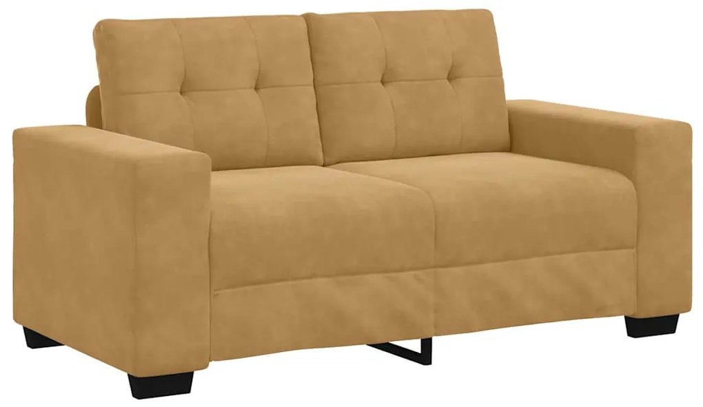 Conjunto de Sofá 2 Peças com Almofadas Veludo Marrom