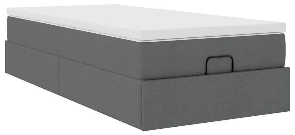 Estrutura cama otomana colchão 90x200 cm tecido cinzento escuro