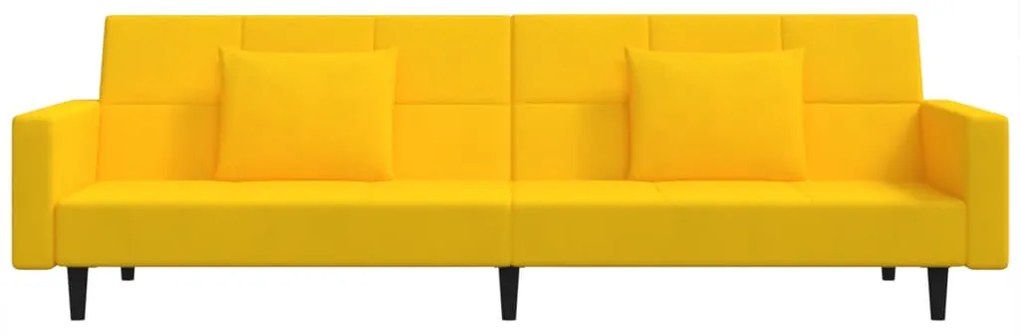 Sofá-cama 2 lugares com duas almofadas veludo amarelo