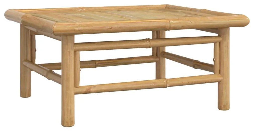 7 pcs conjunto lounge de jardim bambu c/ almofadões verdes
