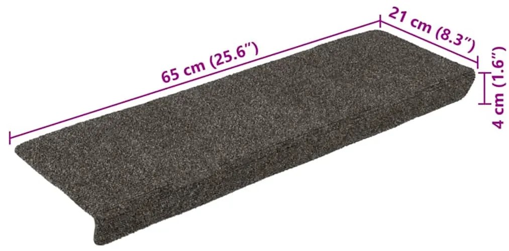 Tapetes de escada 15 pcs 65x21x4 cm tecido agulhado antracite
