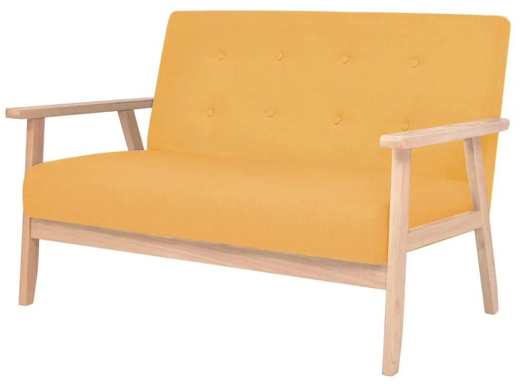 Sofá de 2 lugares tecido amarelo