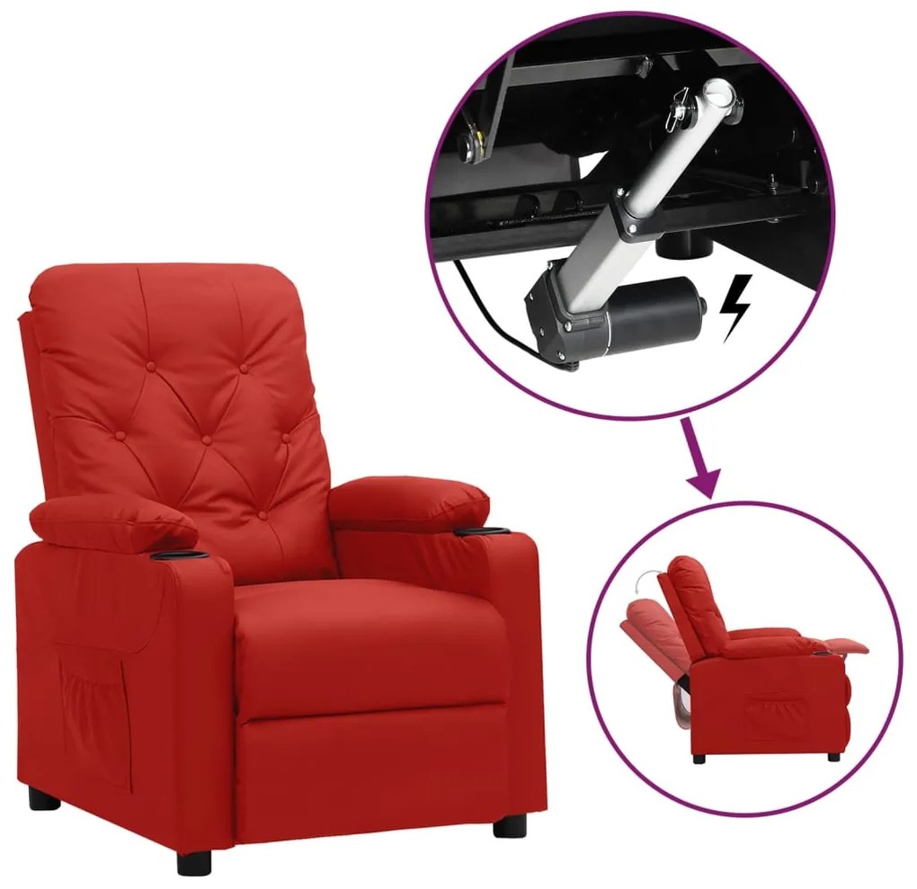Poltrona elevatória couro artificial vermelho tinto