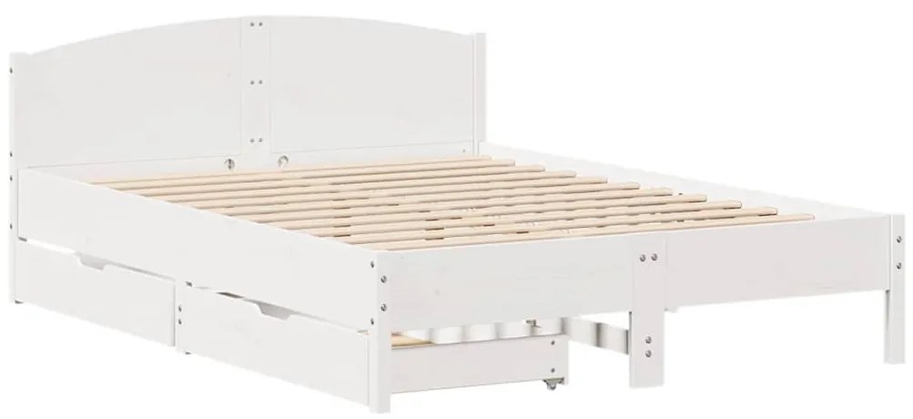 Cama sem colchão 150x200 cm madeira de pinho maciça branco