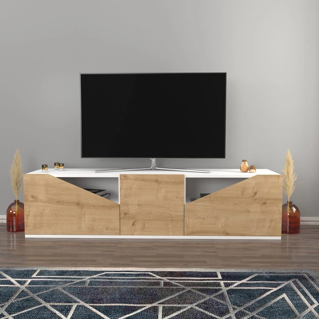 TV Stand Carson – Branco Carvalho – 160 cm x 35,3 cm x 40 cm