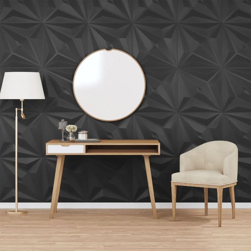 Painéis de parede 24 pcs 50x50 cm 6m² XPS estrela preto