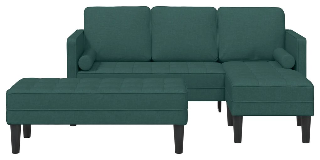 Conjunto de Sofá 2 peças com Almofadas Tecido Verde Escuro