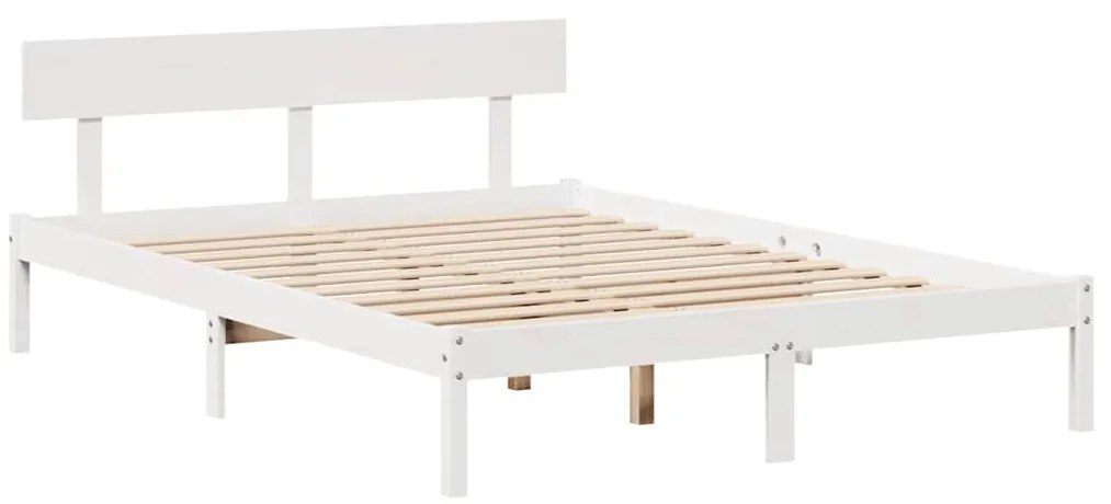Cama sem colchão 140x190 cm madeira de pinho maciça branco