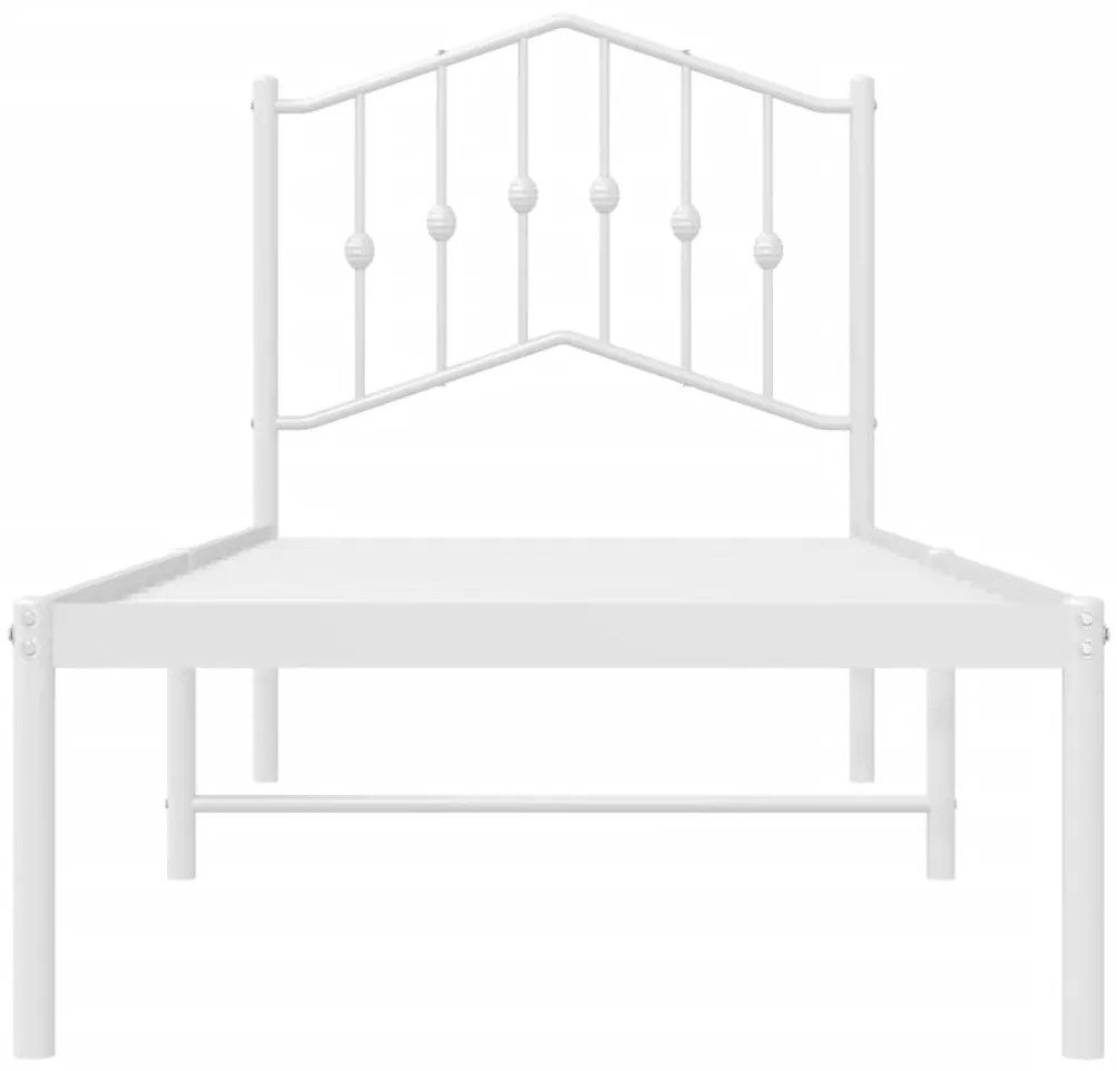 Estrutura de cama com cabeceira 75x190 cm metal branco