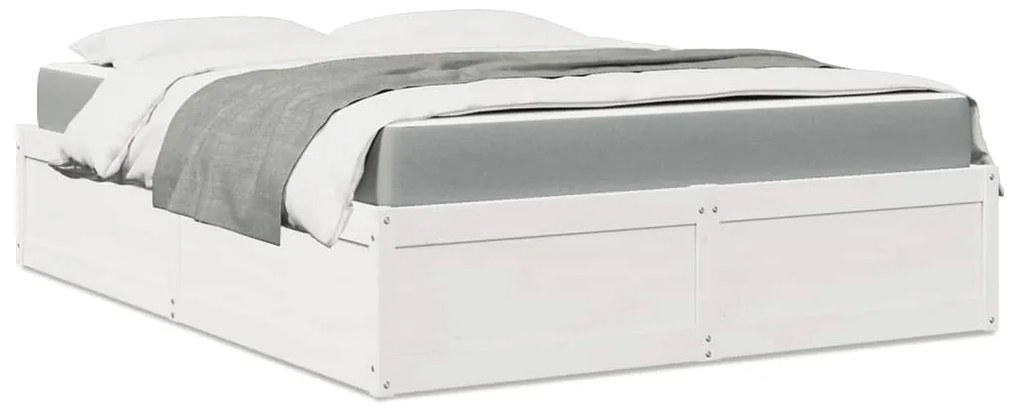 vidaXL Cama com colchão 160x200 cm madeira de pinho maciça branco