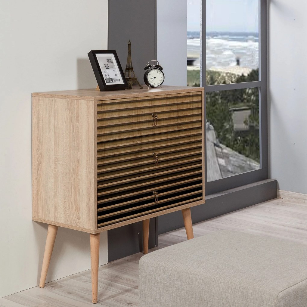 Cômoda Trio – Carvalho Sonoma – 80x90x40 cm