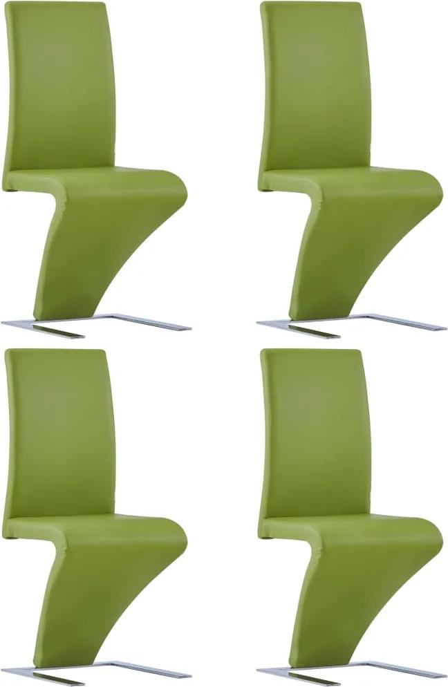 Cadeiras de jantar em ziguezague 4 pcs couro artificial verde