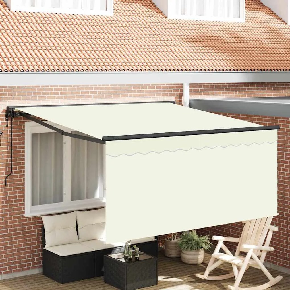 vidaXL Toldo Retrátil Creme 300 x 250 cm Poliéster e Alumínio