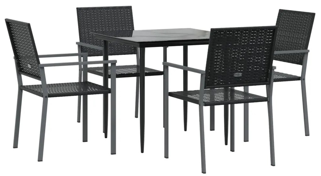 5 pcs conjunto de jantar p/ jardim vime PE e aço