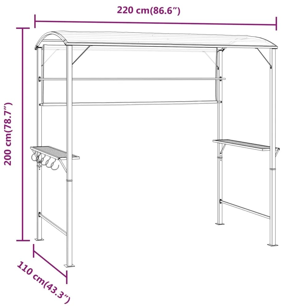 Gazebo com toldo 220x110x200 cm antracite