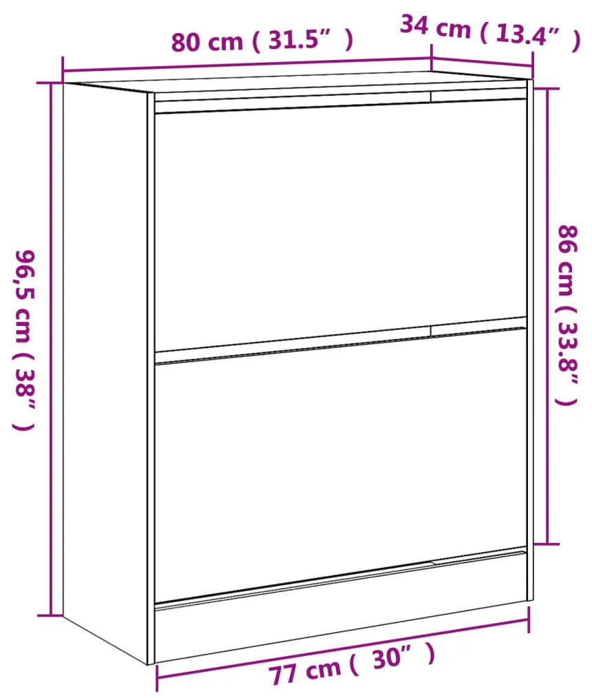 Sapateira 80x34x96,5 cm derivados de madeira carvalho sonoma
