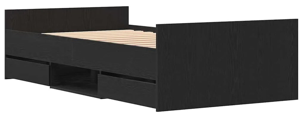 Estrutura de Cama vidaXL sem Colchão Preto Carvalho 90x200 cm Madeira