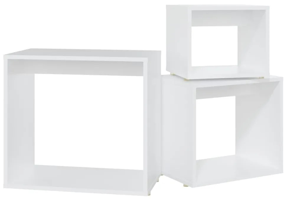 Mesas de encastrar 3 pcs contraplacado branco