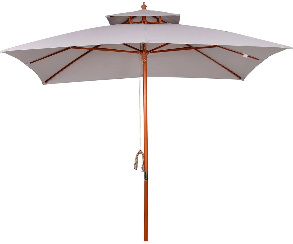 Chapéu de Sol de Jardim com Teto Duplo Sistema de Polia Toldo de Polié