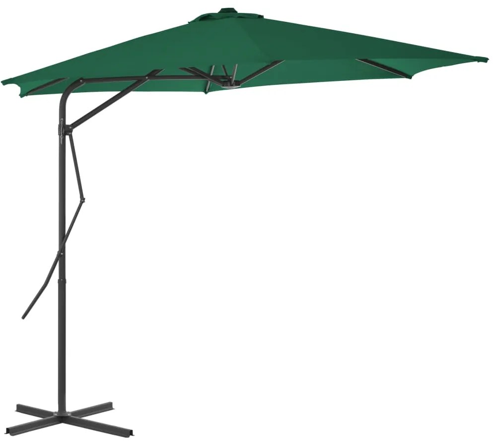 vidaXL Guarda-sol de exterior com poste de aço 300 cm verde