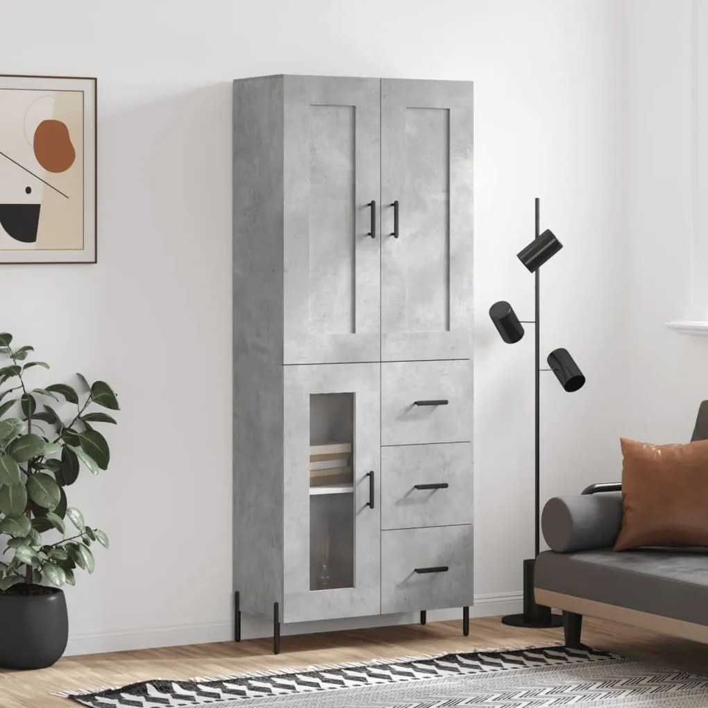Armário alto 69,5x34x180 cm derivados de madeira cinza cimento