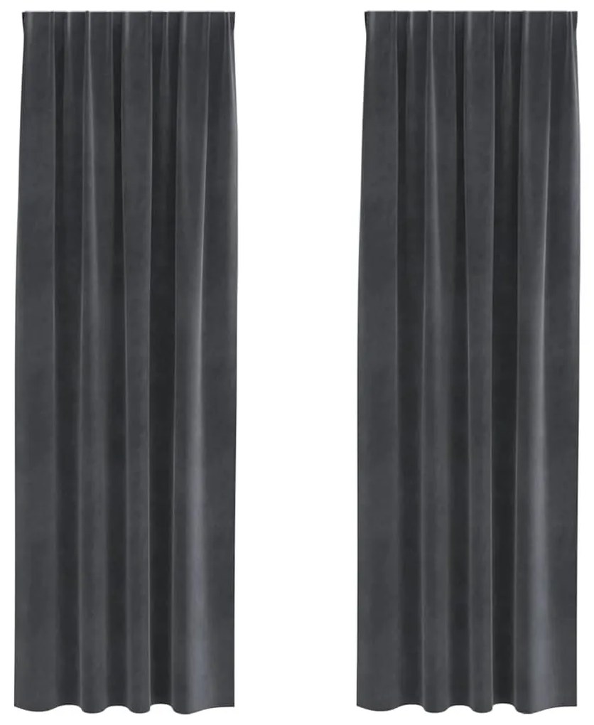 Cortinas Blackout vidaXL com fita superior 2 pcs Veludo Cinza Claro