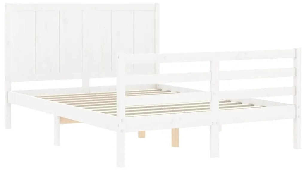 Estrutura de cama com cabeceira 140x190cm madeira maciça branco