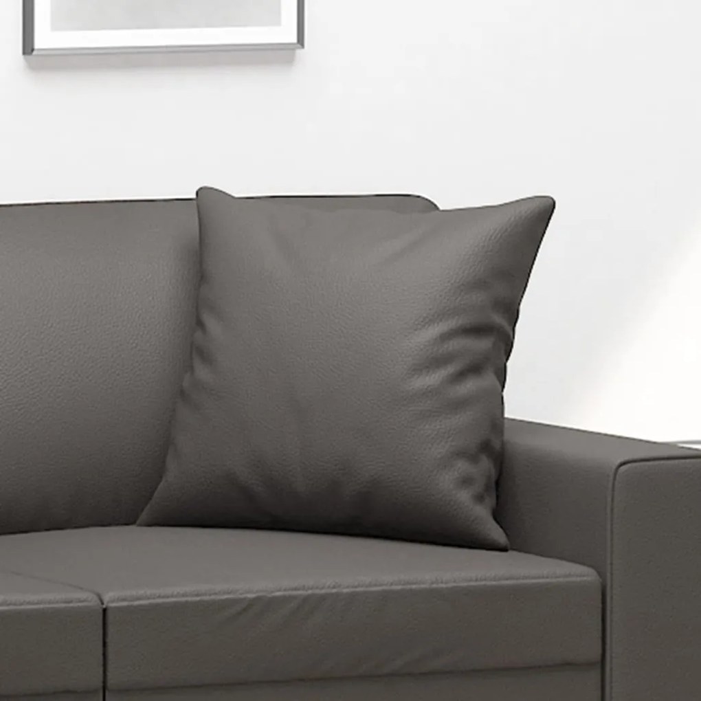 Almofadas decorativas 2 pcs 40x40 cm couro artificial cinzento