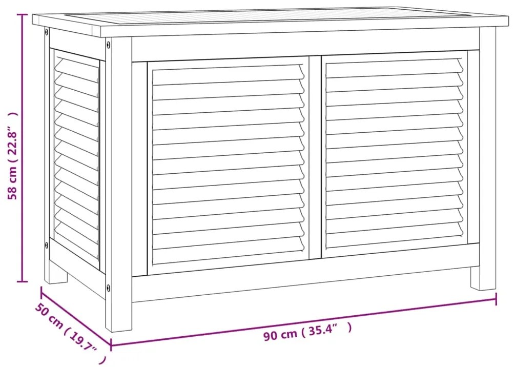 Caixa de arrumação para jardim com saco 90x50x58 cm teca maciça