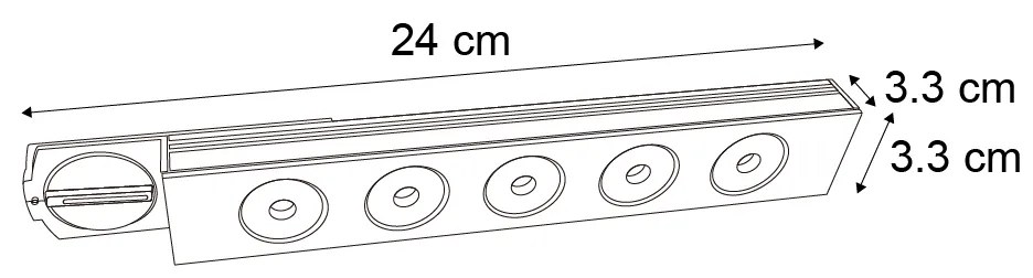 Candeeiro de teto moderno preto para sistema de calhas monofásico 5W 370 lm 3000K - Iconic Tsiri