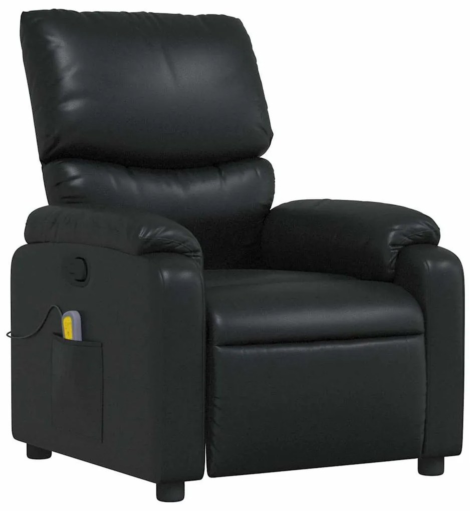 Poltrona de massagens reclinável couro artificial preto