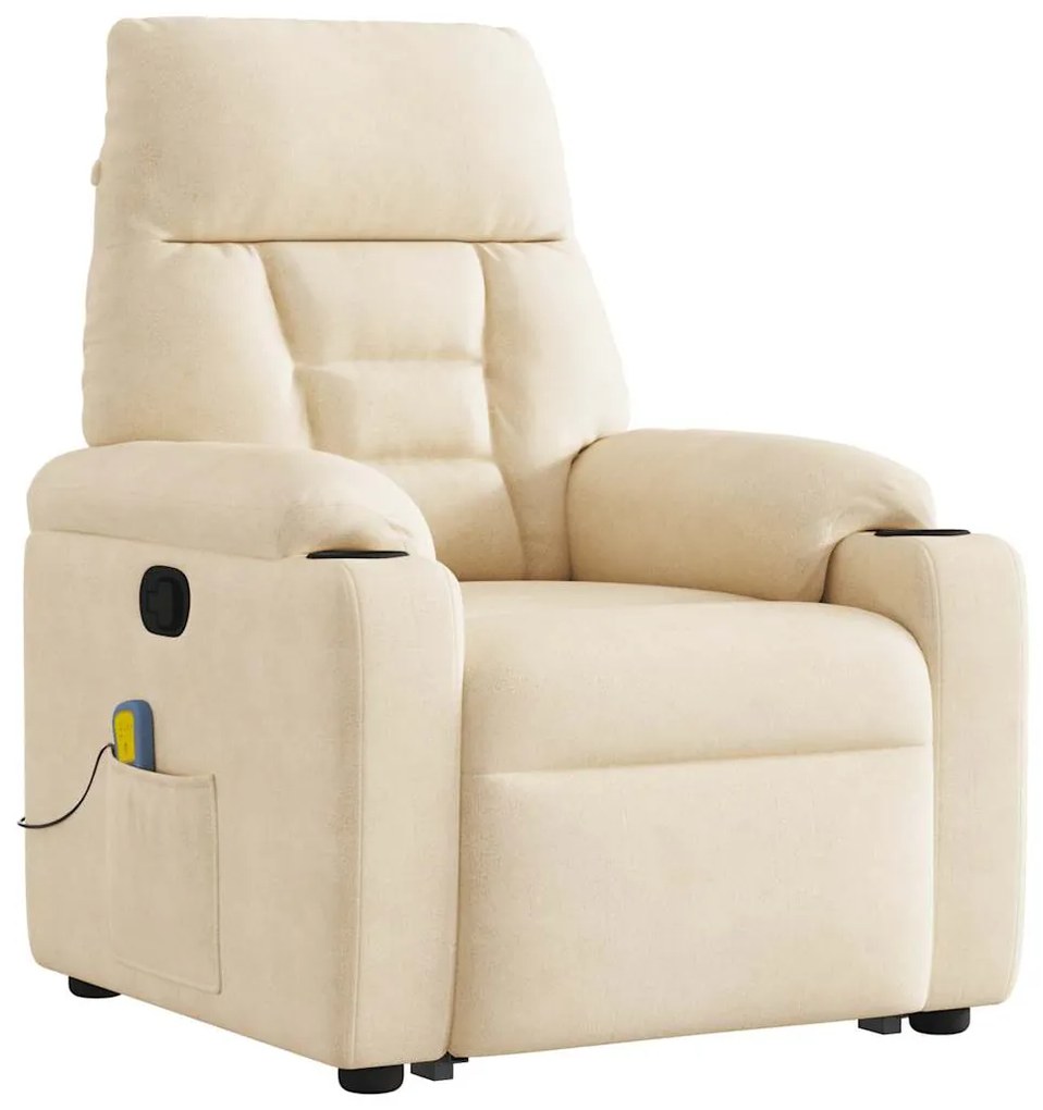 Poltrona de massagens reclinável elevatória microfibra bege