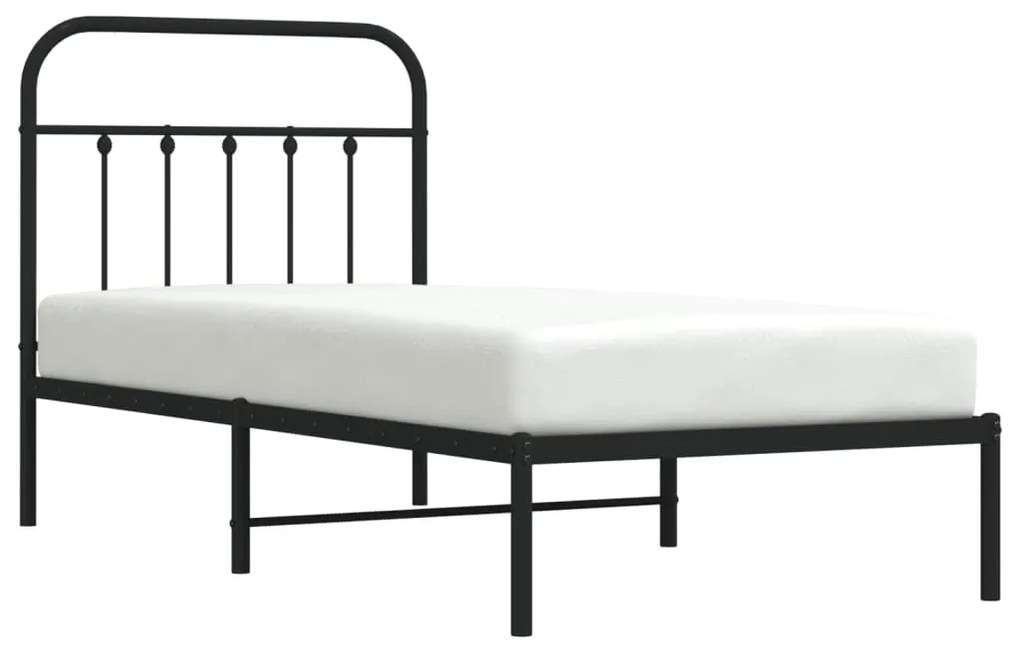 Estrutura de cama com cabeceira 90x200 cm metal preto