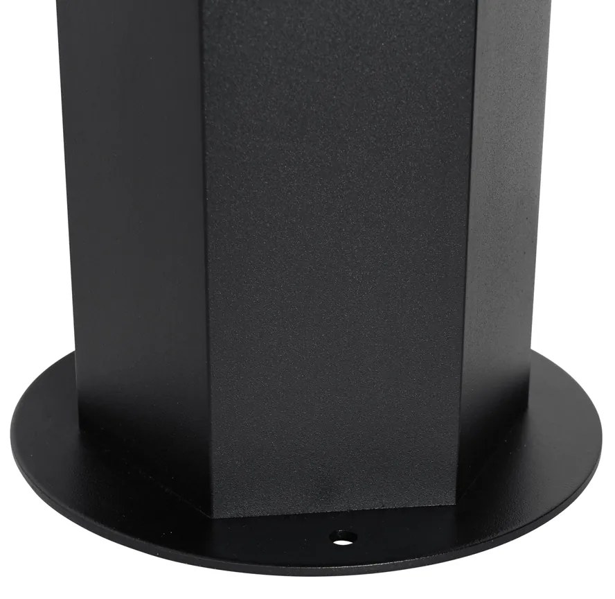 Candeeiro de pé exterior preto com abajur fumê hexagonal 70 cm - Denmark Moderno