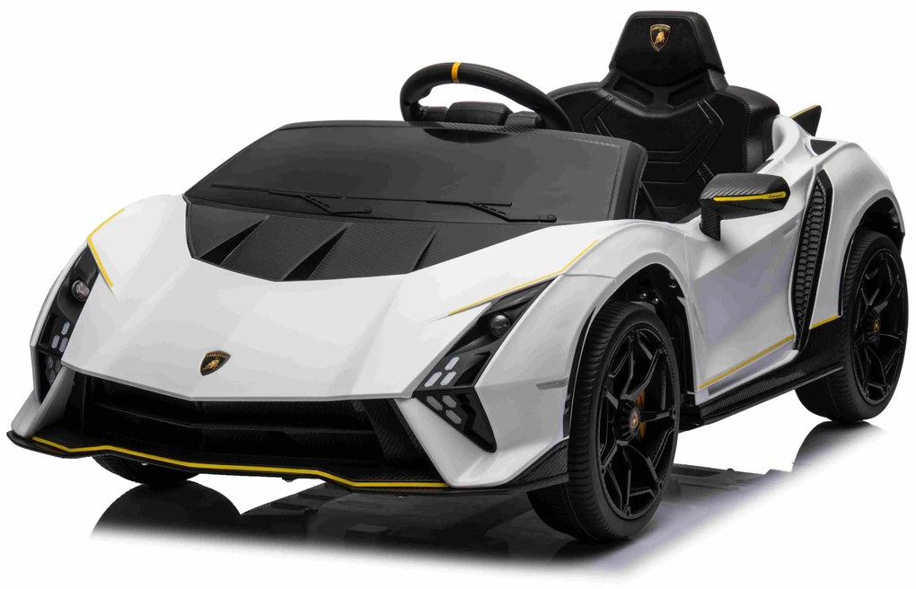 Carro elétrico para Crianças 12v 4X4 Lamborghini Invencible, Rodas de EVA, Assento de couro Branco