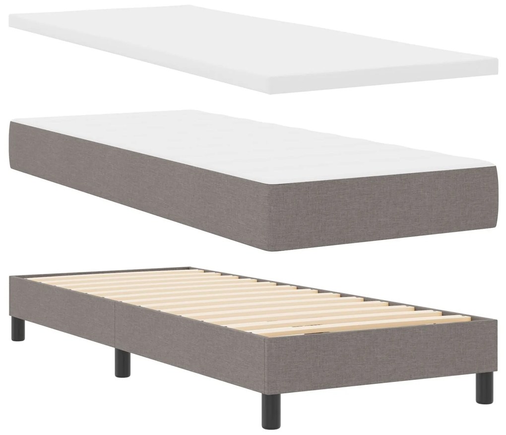 Cama Box com Colchão & LED Taupe 80x200 cm Tecido