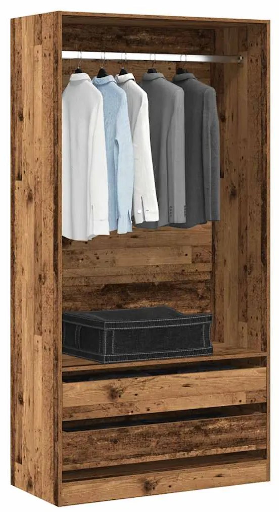 vidaXL Roupeiro 100x50x200 cm derivados de madeira madeira velha