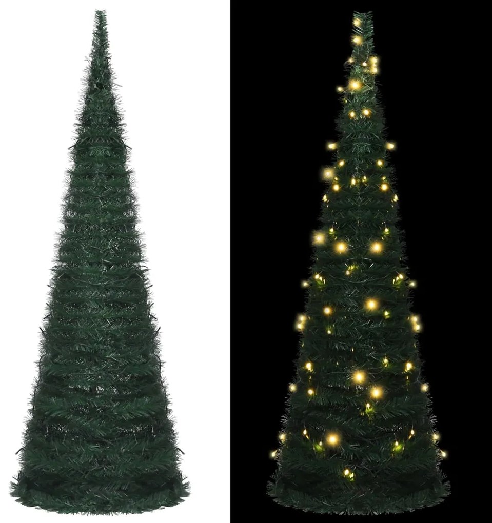 321524 vidaXL Árvore Natal pop-up artificial pré-iluminada 180 cm verde